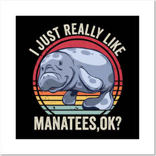 I Just Really Like Manatees Funny Quote Posters and Art